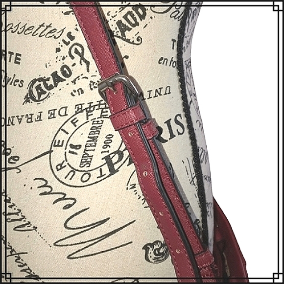 Dana Buchman Red Leather Shoulder Bag w/Chain Straps - Picture 5 of 10